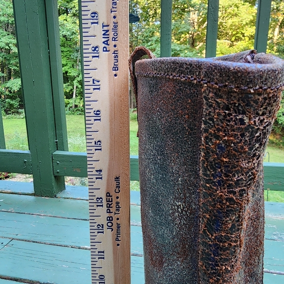 Tall Brown Distressed Leather Harness Cowboy Boot Size 7.5 - Picture 9 of 10
